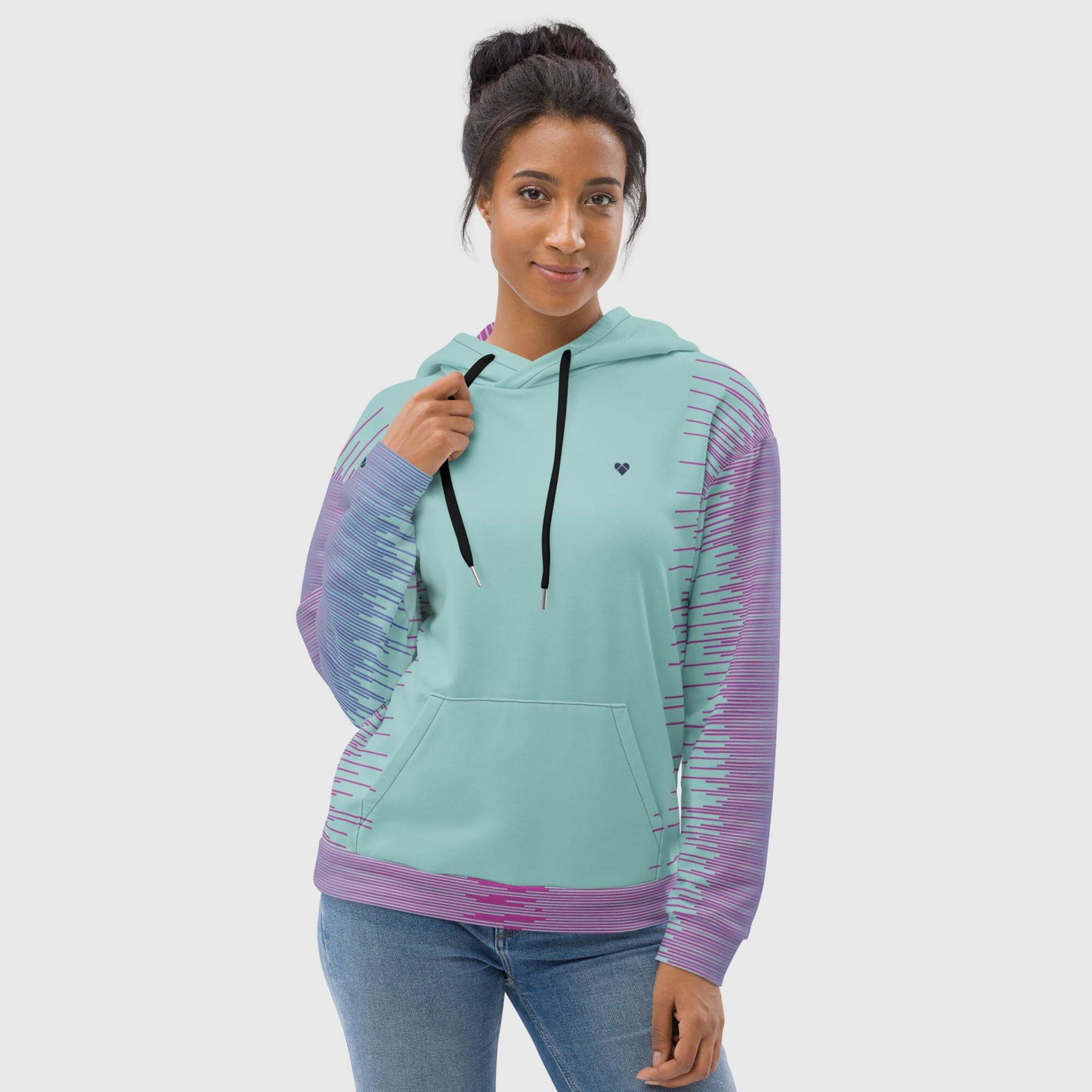 Express yourself with CRiZ AMOR's Amor Dual Mint & Fucsia Pink Hoodie
