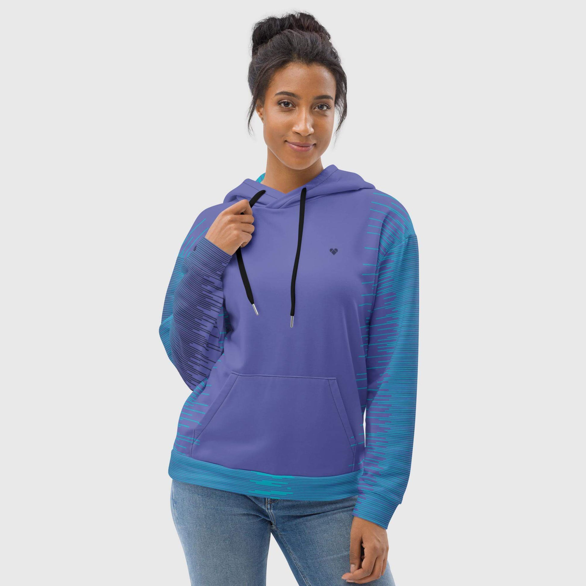 Fashion-forward sporty hoodie with gradient lines