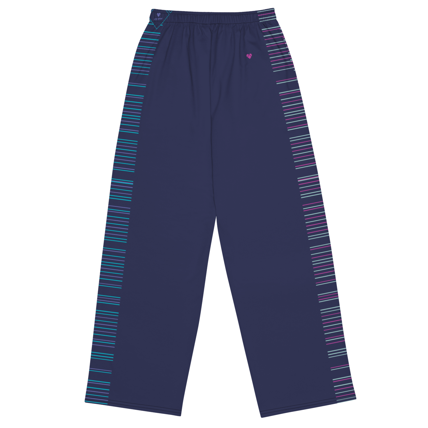 Dark Slate Blue Dual Pants with gradient stripes and heart logo