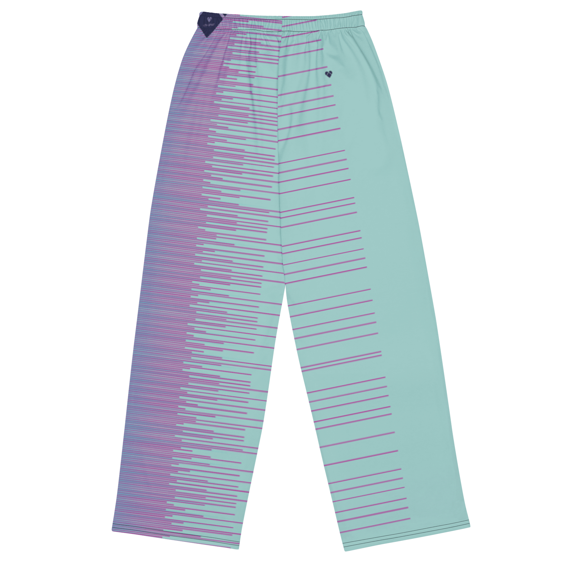 Wide Leg Genderless Pants with Mint and Fuchsia Stripes
