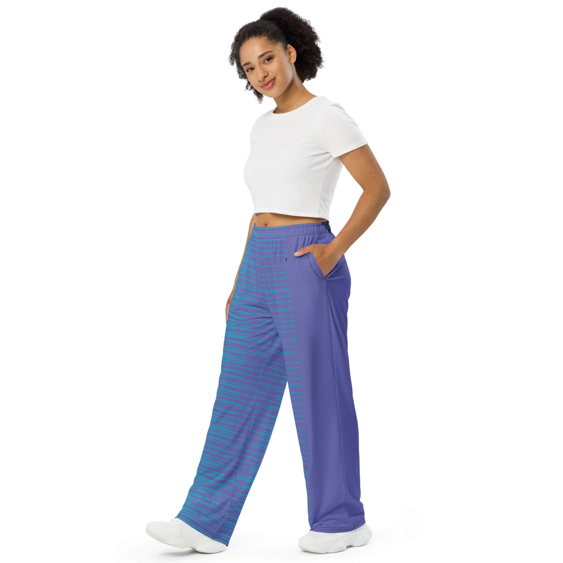 Wide-legged wonder, Periwinkle Stripes Dual Pants, for a comfy and fashionable look