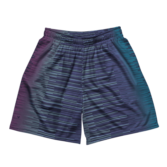 Dark Slate Blue Stripes Dual Mesh Shorts by CRiZ AMOR