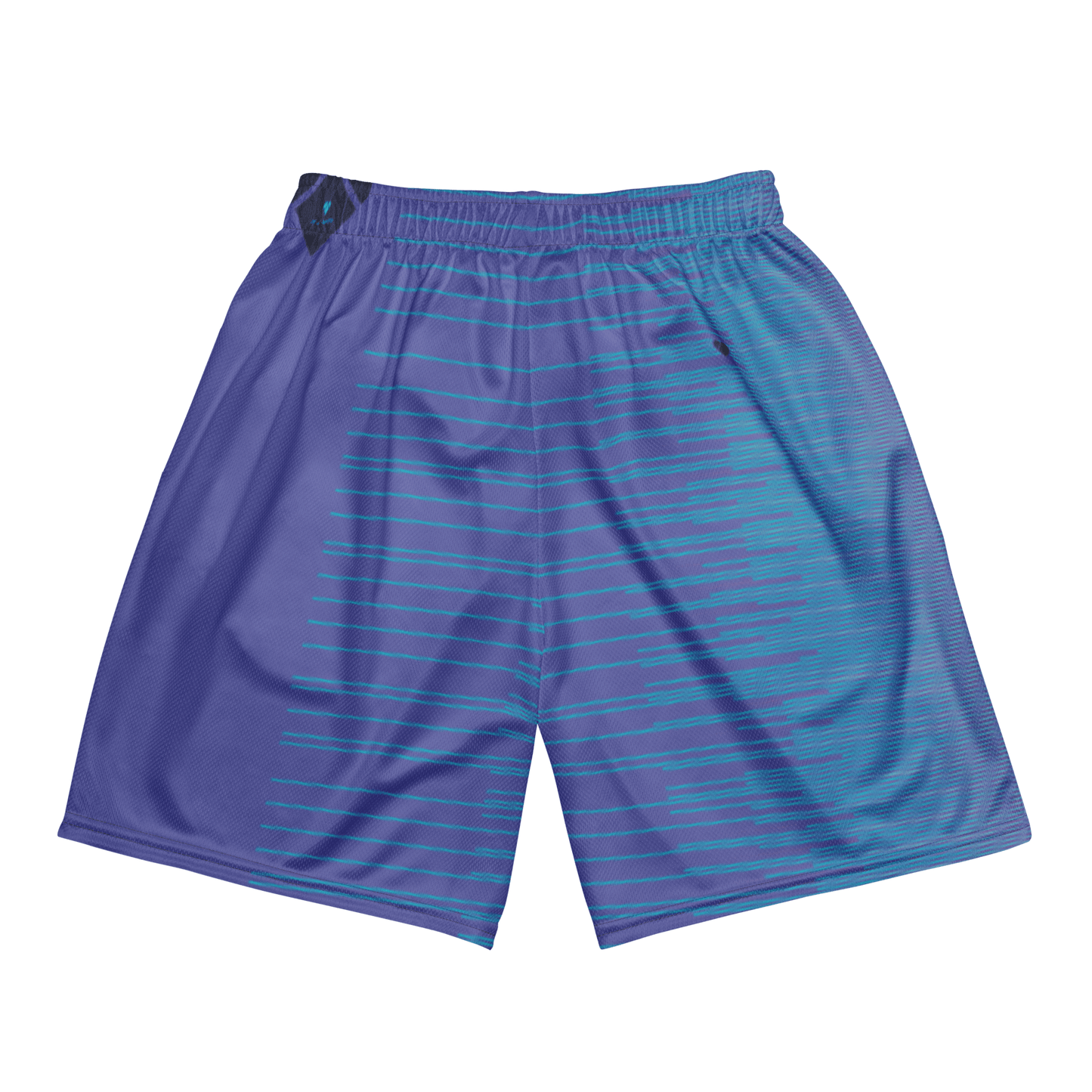Turquoise gradient stripes on Periwinkle Stripes Dual Mesh Shorts