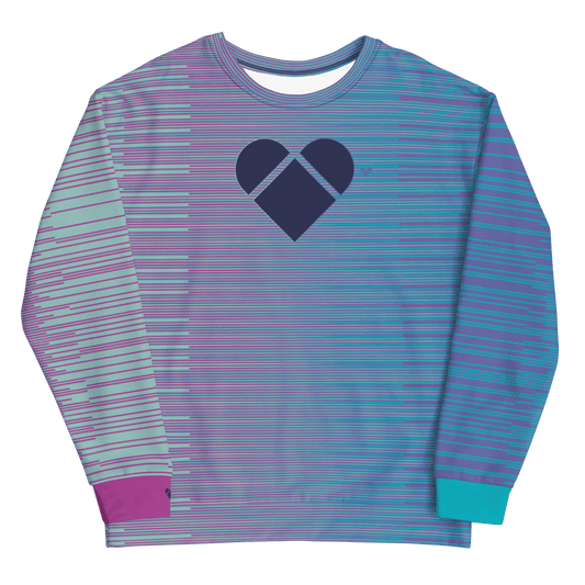 Periwinkle Mint Dual Stripes Heart Sweatshirt, Amor Dual Collection
