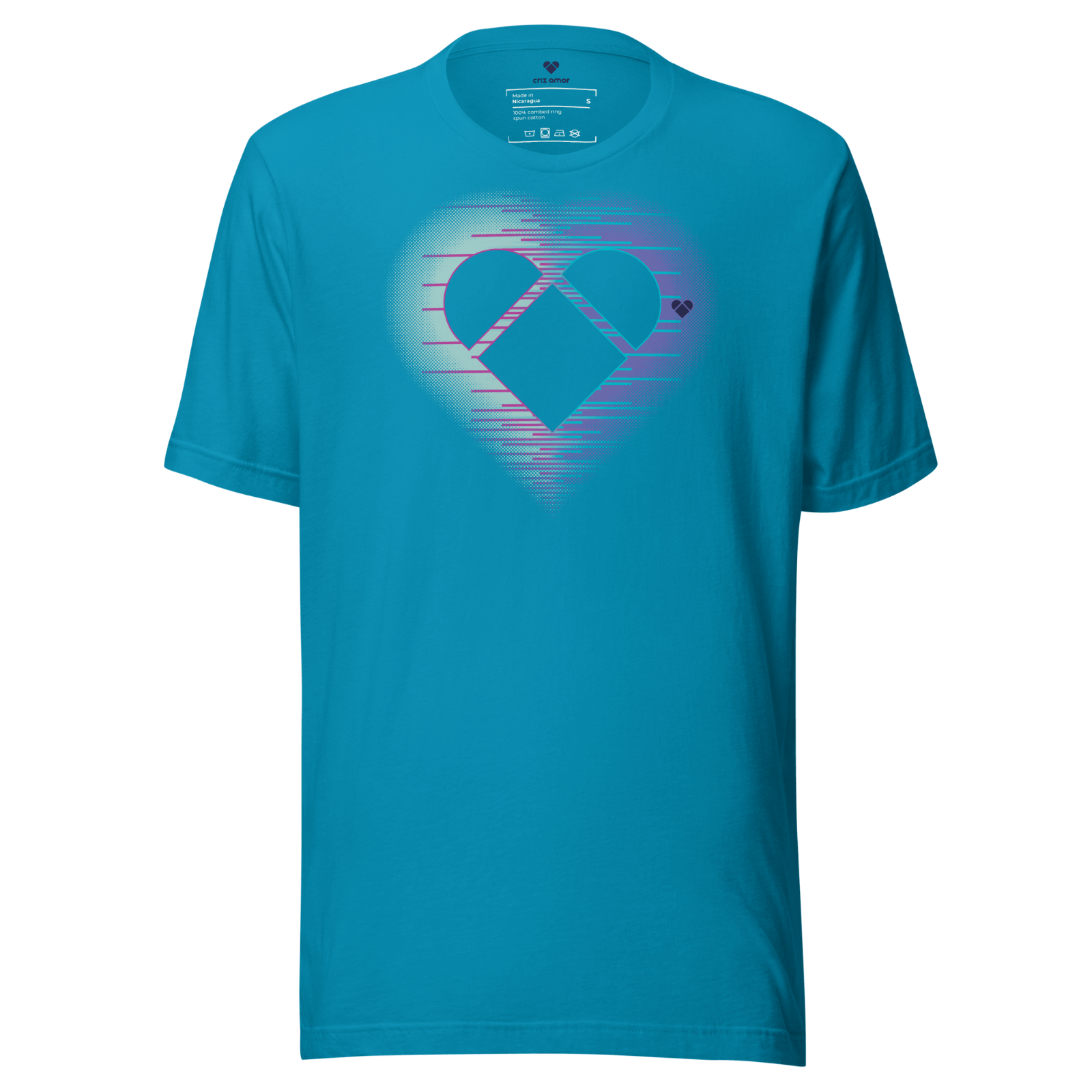 Aqua Tee Dual Heart Aura - Mint and Periwinkle - Front Heart Logo