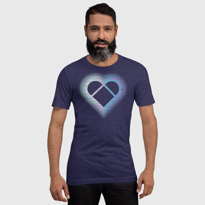 genderless t-shirt with a dual heart aura design