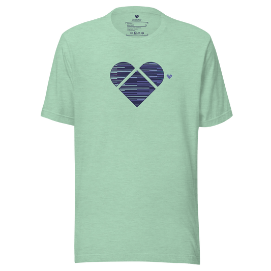 Mint Tee Dual Blue Heart front view with CRiZ AMOR logo