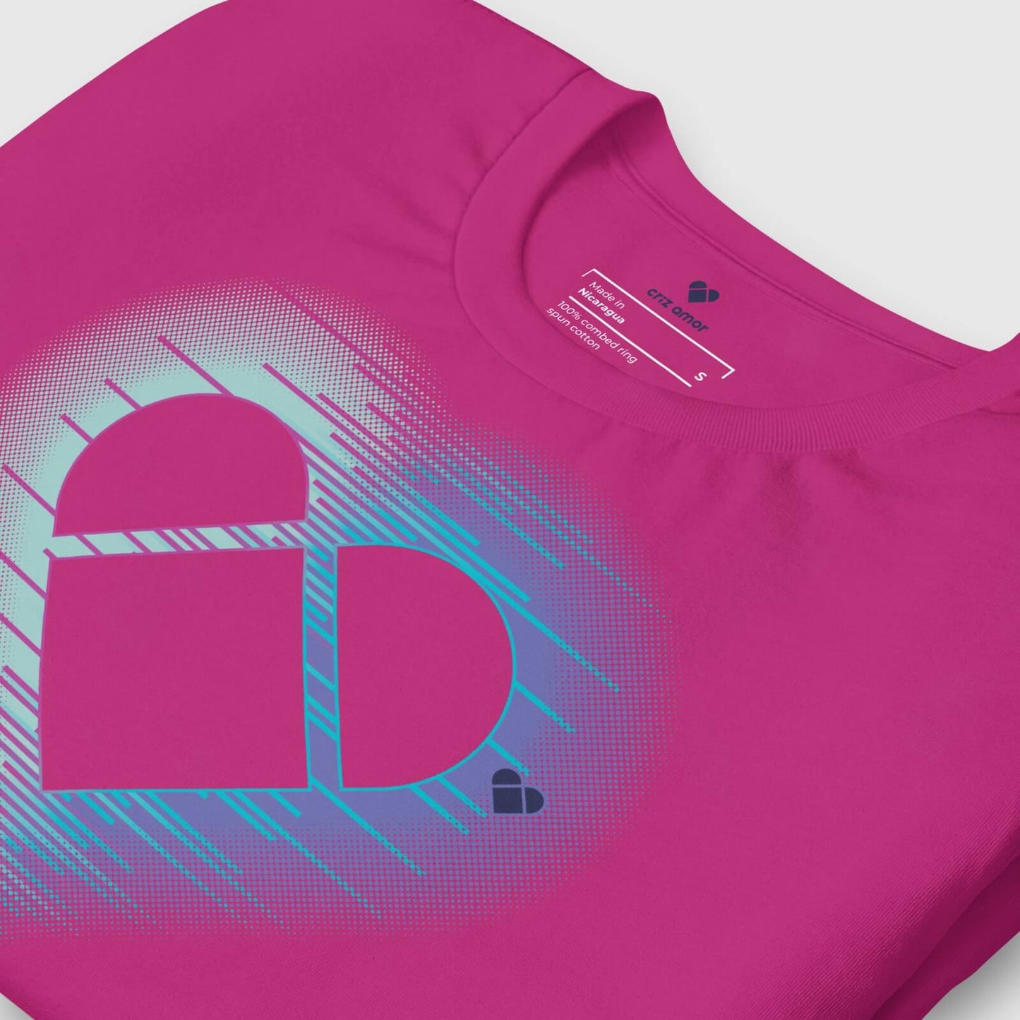 Heart Logo Tee: Fucsia Pink, Mint, and Periwinkle Aura