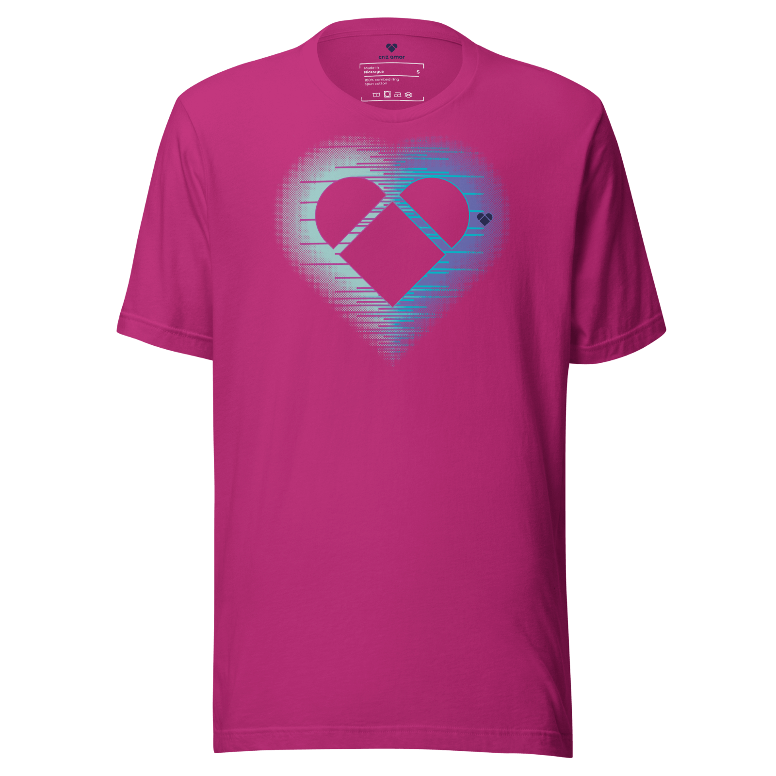 Fucsia Pink Tee with Dual Heart Aura Design by CRiZ AMOR
