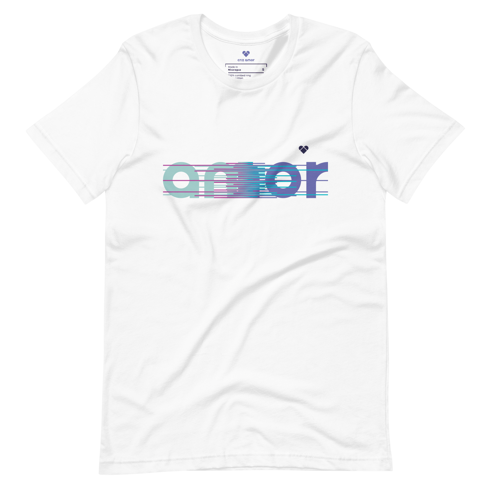 White Tee with gradient and stripes - CRiZ AMOR's Capsule Collection