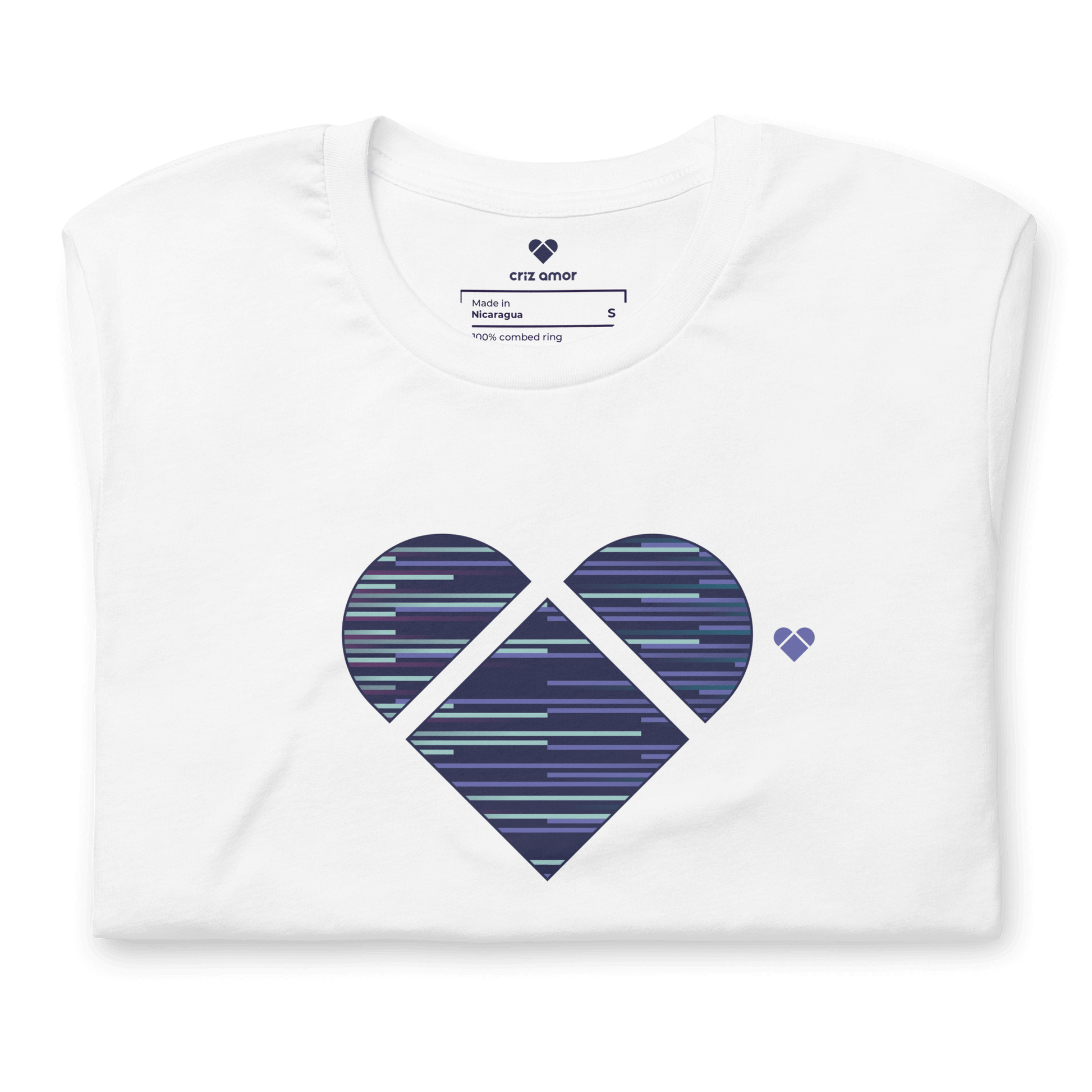Genderless Love by CRiZ AMOR: White Tee with Blue Hearts
