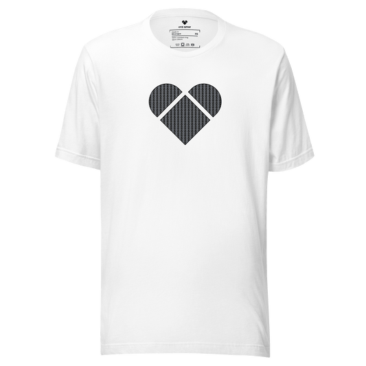White Lovogram Heart Tee by CRiZ AMOR, Genderless Fashion