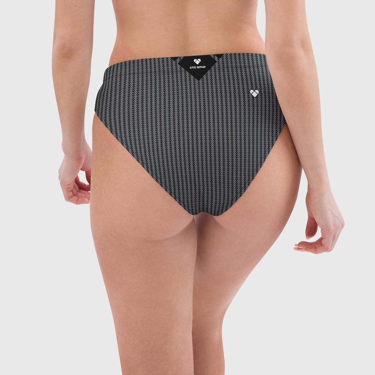 Lovogram-patterned black bikini bottoms by CRiZ AMOR