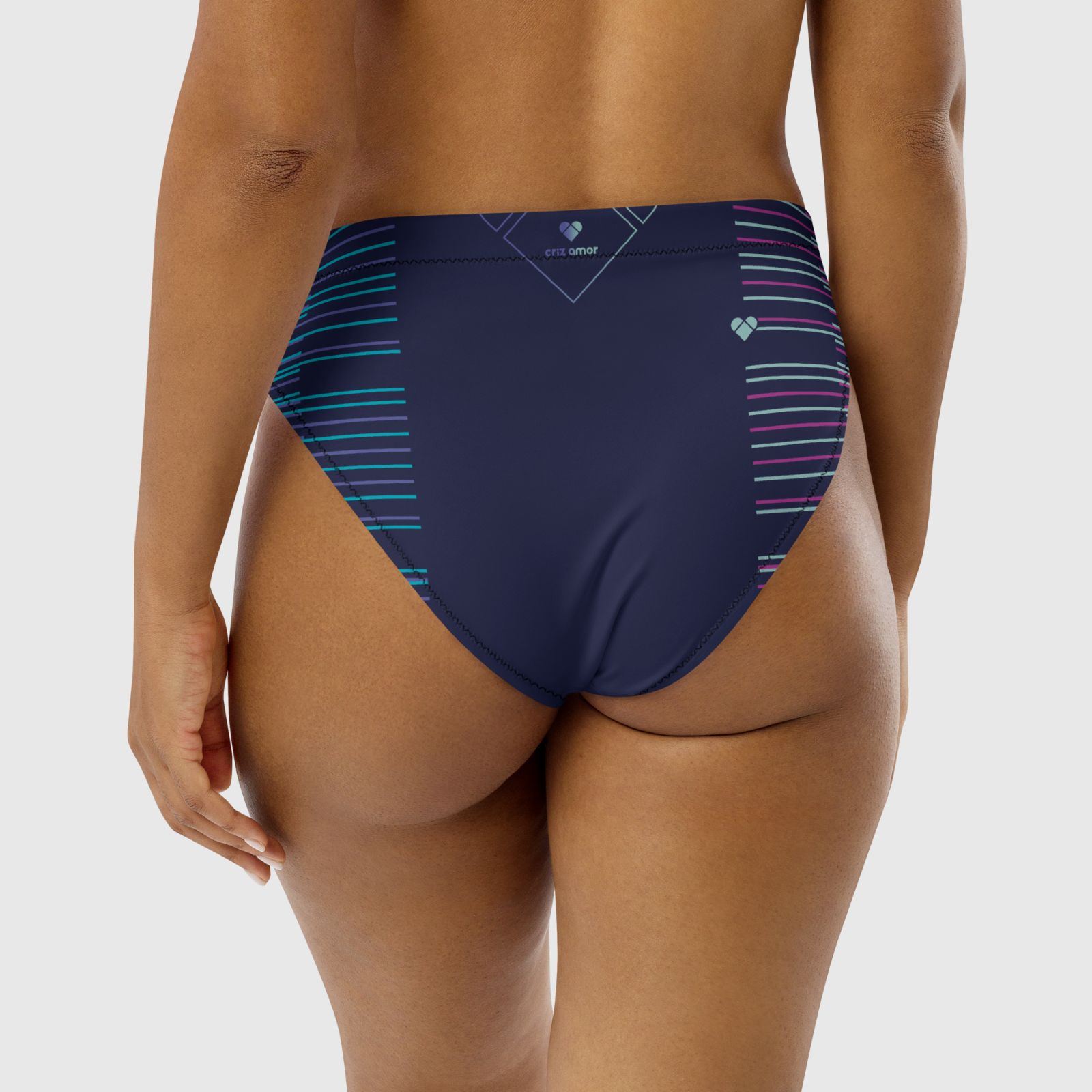 Gradient Striped Bikini Bottom in Dark Slate Blue