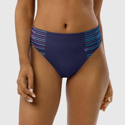 Striped Bikini Bottom for Women: Turquoise and Periwinkle Accents