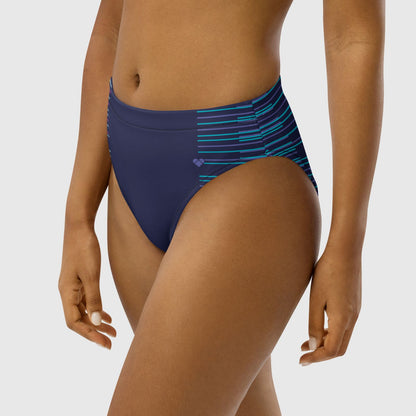 Mix and Match Beachwear: Slate Blue Striped Bikini for Women