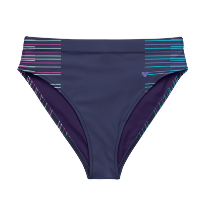 Dark Slate Blue Dual Bikini Bottom with Mint and Fuchsia Stripes