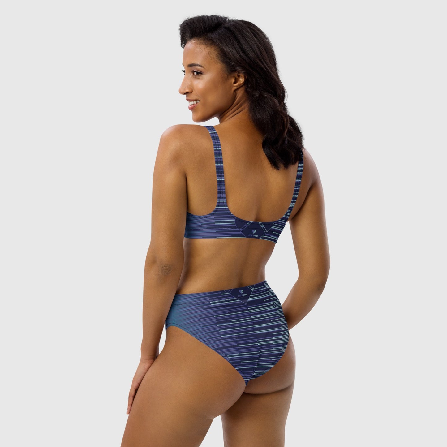 Designer Women's Beachwear - Fusion Stripes Dual Bikini