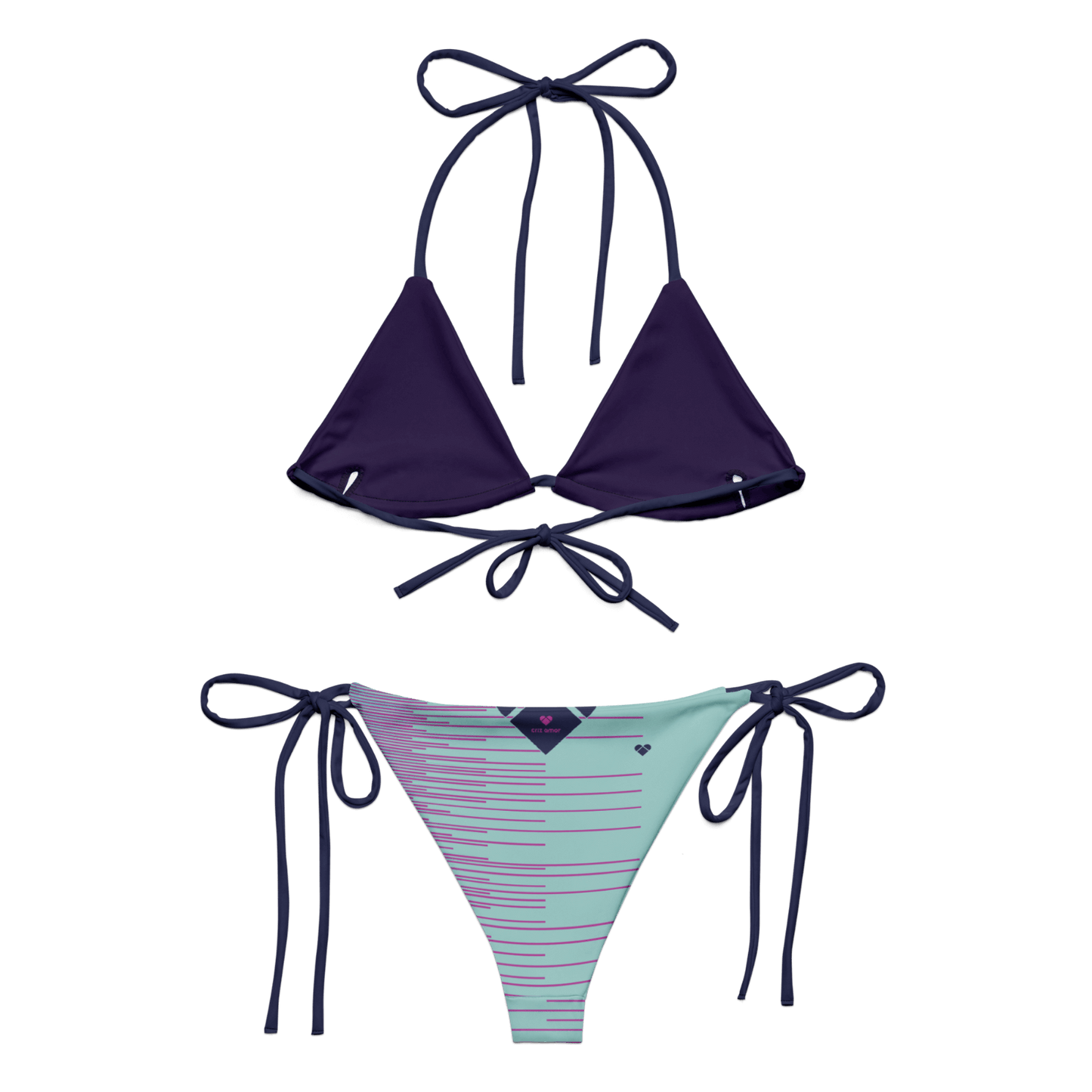 CRiZ AMOR Mint Stripes Bikini - Playful and Unique Beach Attire