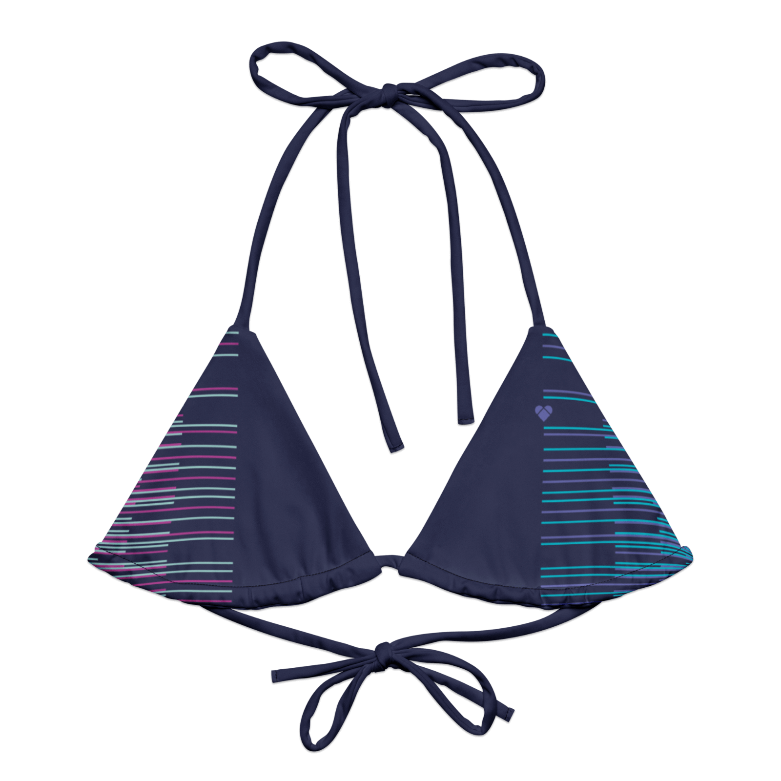 Slate Blue Dual String Bikini with Gradient Stripes