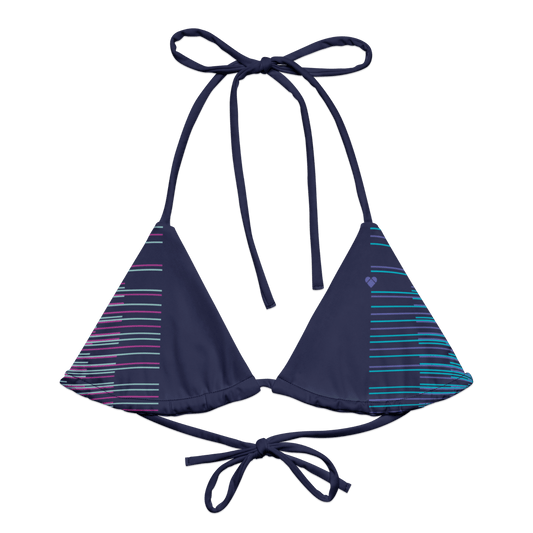 Slate Blue Dual String Bikini with Gradient Stripes