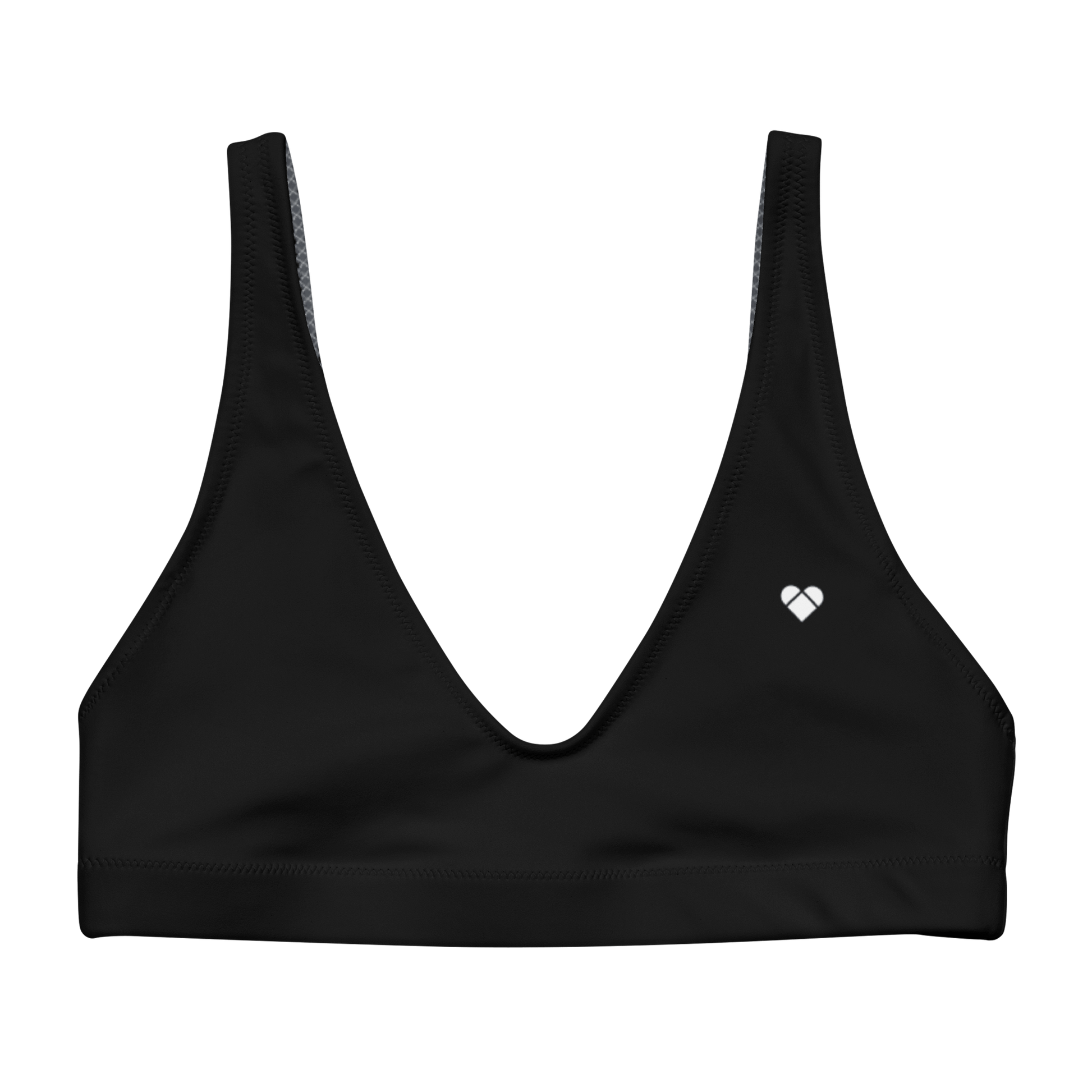 Black Lovogram Elegance - Heart Pattern Bikini Top by CRiZ AMOR