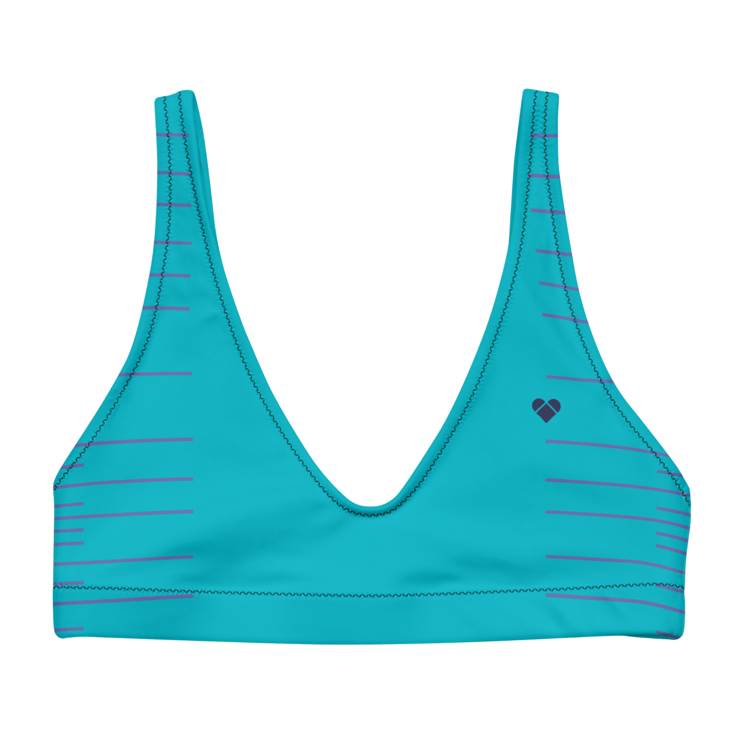 Turquoise Dual Bikini Top with Periwinkle Stripes, Women's Swimwear