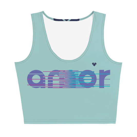 Mint Amor Dual Crop Top with 'Amor' Logo and Gradient Lines