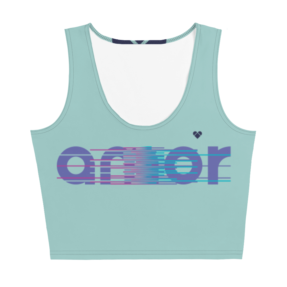 Mint Amor Dual Crop Top with 'Amor' Logo and Gradient Lines