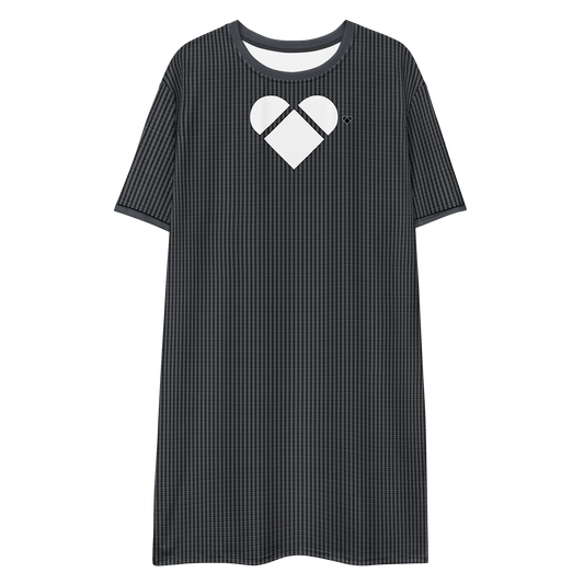 Lovogram pattern featuring geometric hearts on Black Shirt Dress - front view