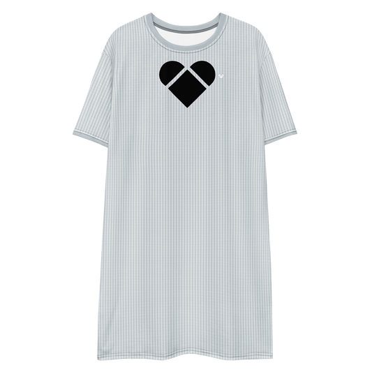 Light gray Lovogram Shirt Dress adorned with tiny geometric hearts by CRiZ AMOR, product photo