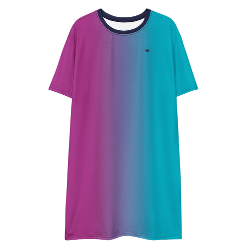 Turquoise & Fucsia Pink Gradient Shirt Dress Dual | Women