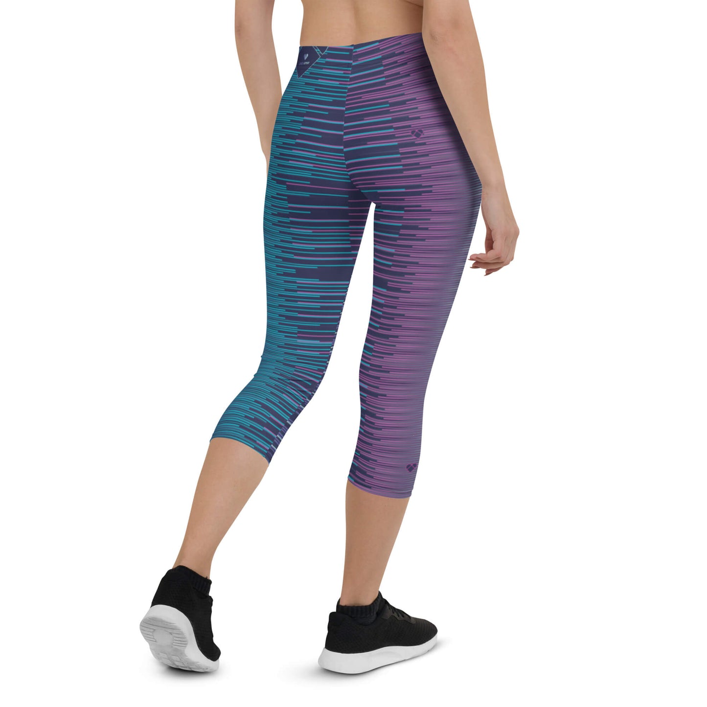 Chic and Playful Capri Leggings with Gradient Stripes