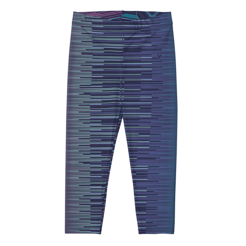 Capri Leggings Azul Obscuro con Rayas Dual | Mujer
