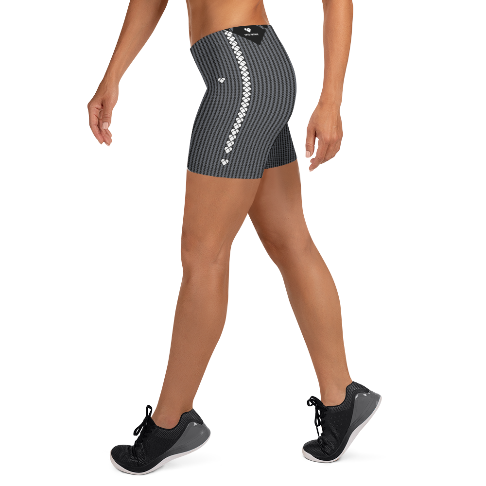 Black Lovogram Leggings Shorts for Women | Heart Logo Stripes Detail | Amor Primero Collection