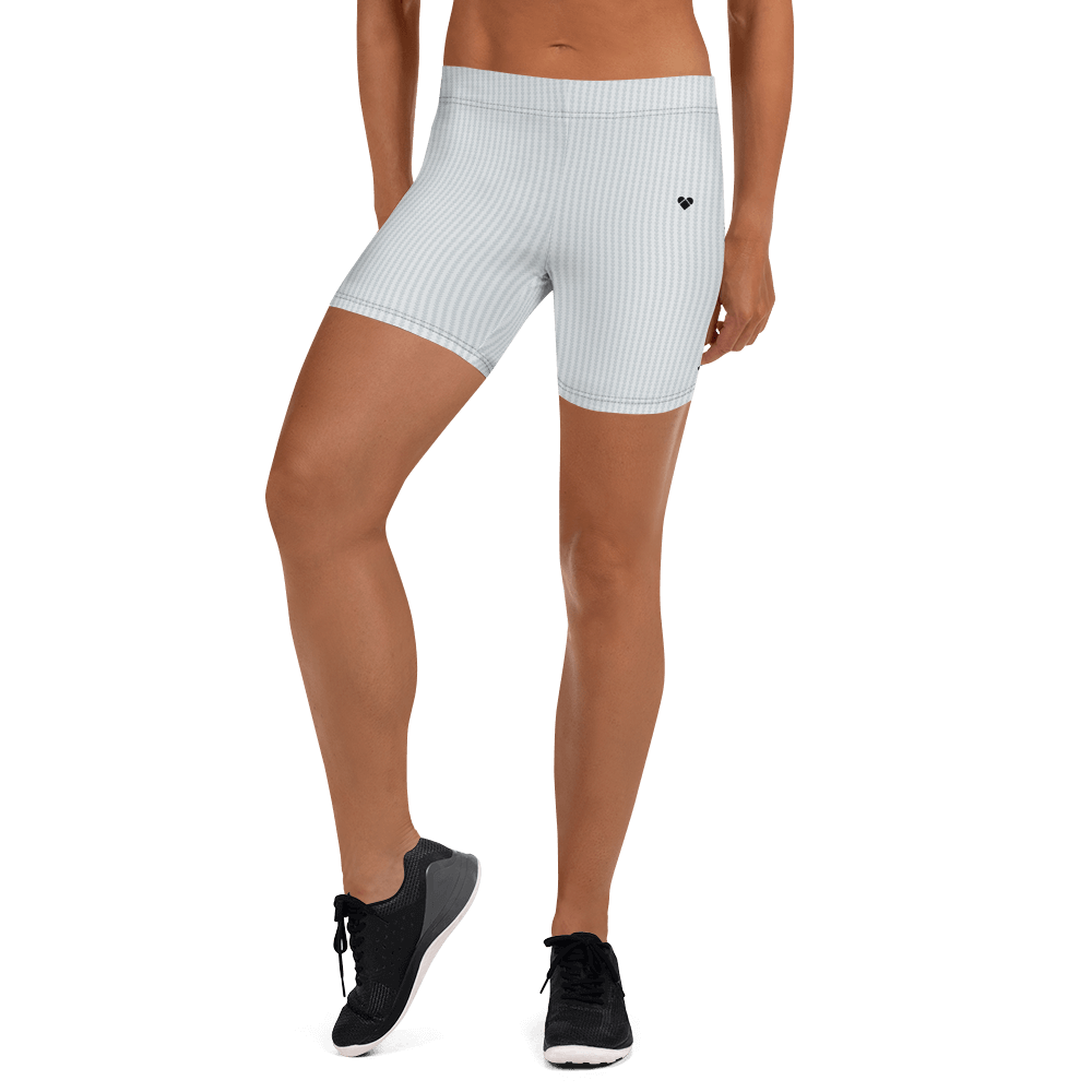 comfy shorts leggings, unique heart logo detail