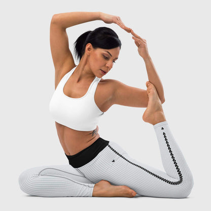 yoga pose - Love-infused gray heart logo stripe yoga pants for women