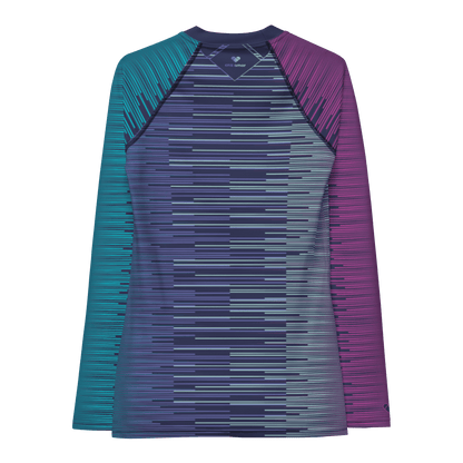 Dark Slate Blue Rash Guard for Women - Periwinkle and Turquoise Design