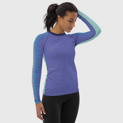 Vibrant Women's Rash Guard - Periwinkle & Mint Dual Design by CRiZ AMOR