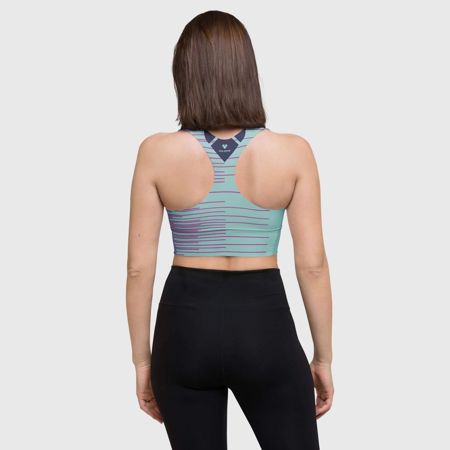 Fuchsia Pink Gradient Lines on Mint Sports Bra