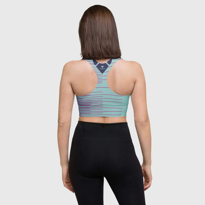 Fuchsia Pink Gradient Lines on Mint Sports Bra