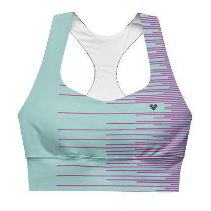 Mint Stripes Dual Longline Sports Bra - Front View