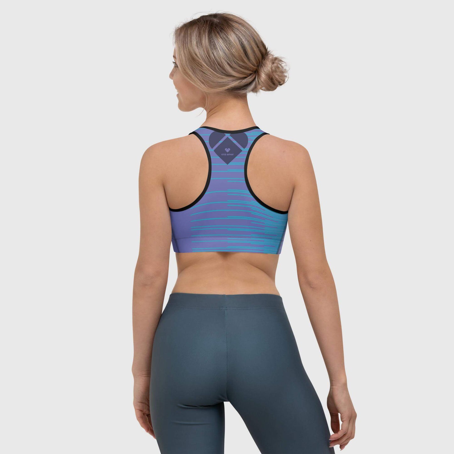 Activewear with Flair - Periwinkle Stripes Dual Sports Bra by CRiZ AMOR