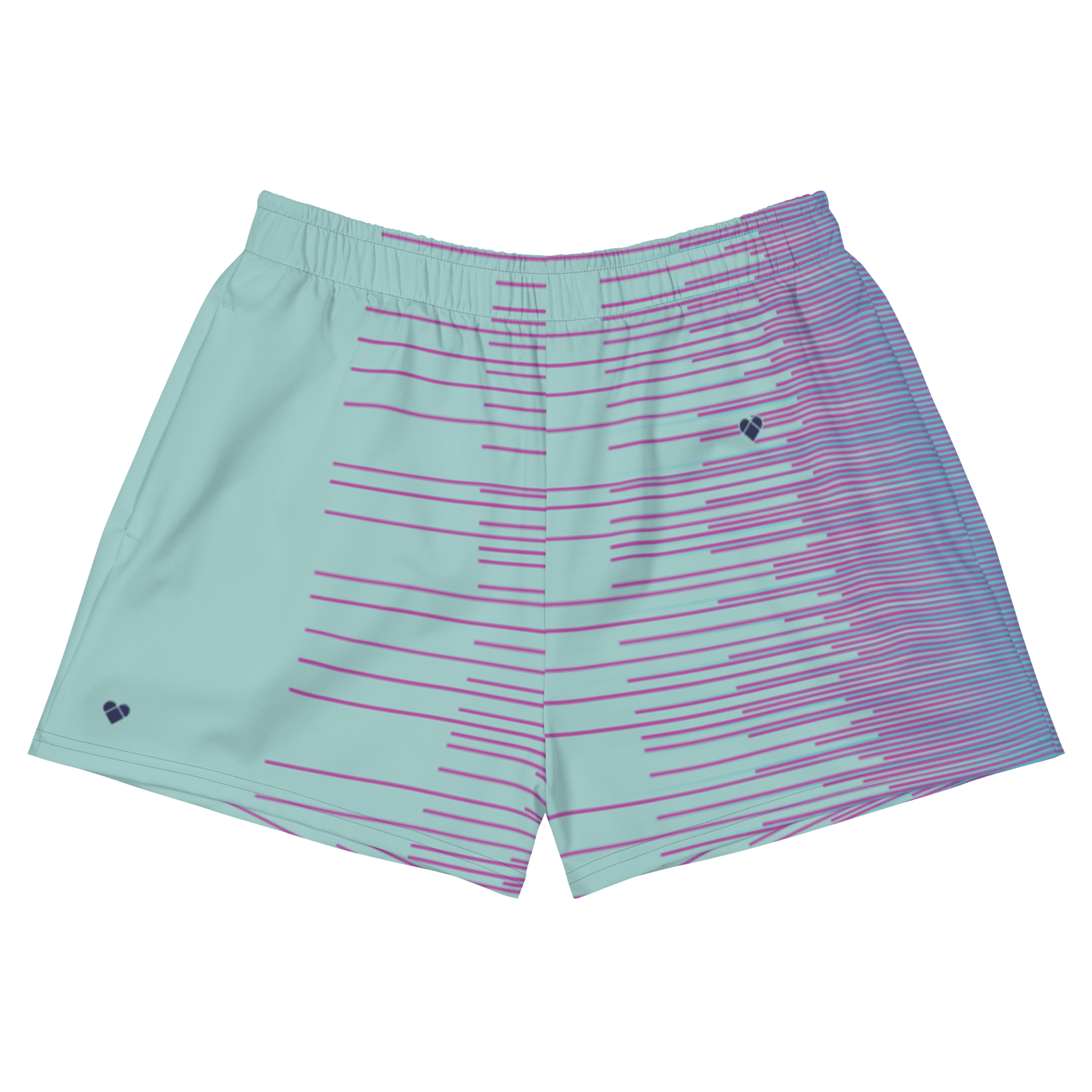 Mint Stripes Dual Sport Shorts for Women by CRiZ AMOR - Front View