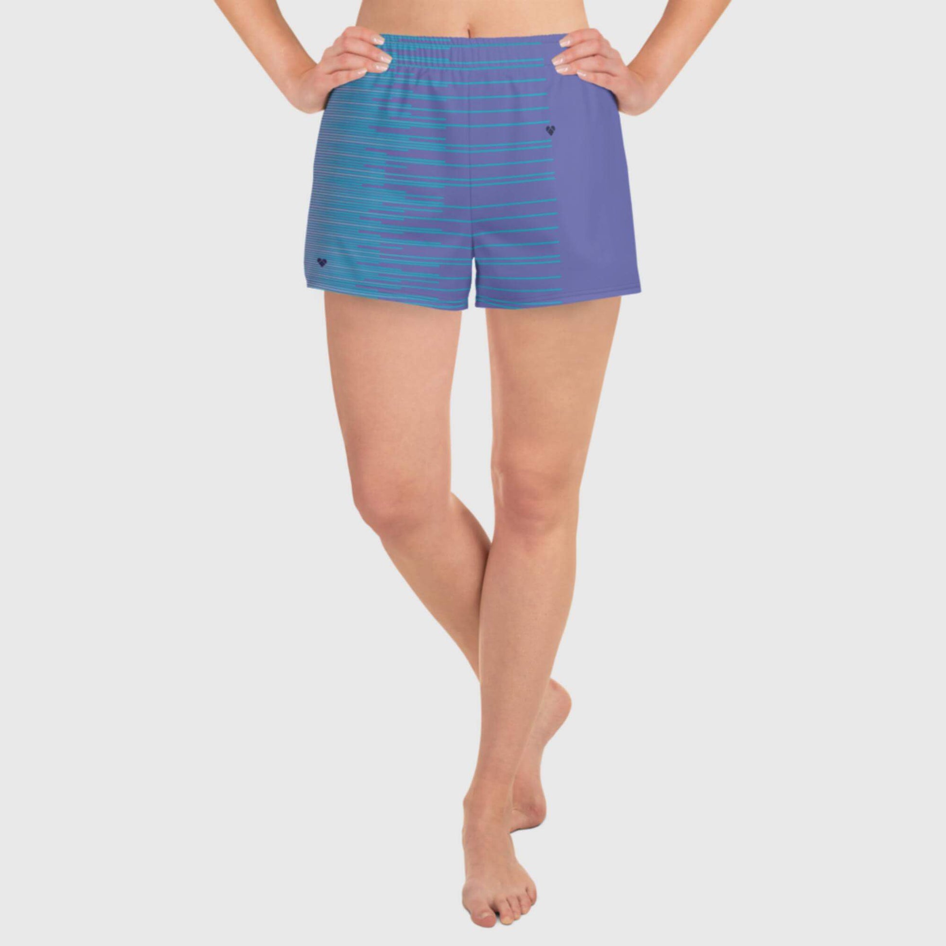 Stylish Periwinkle Stripes Dual Sport Shorts for Women - CRiZ AMOR