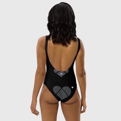 Black Lovogram Swimsuit with Heart Logo Pattern from CRiZ AMOR
