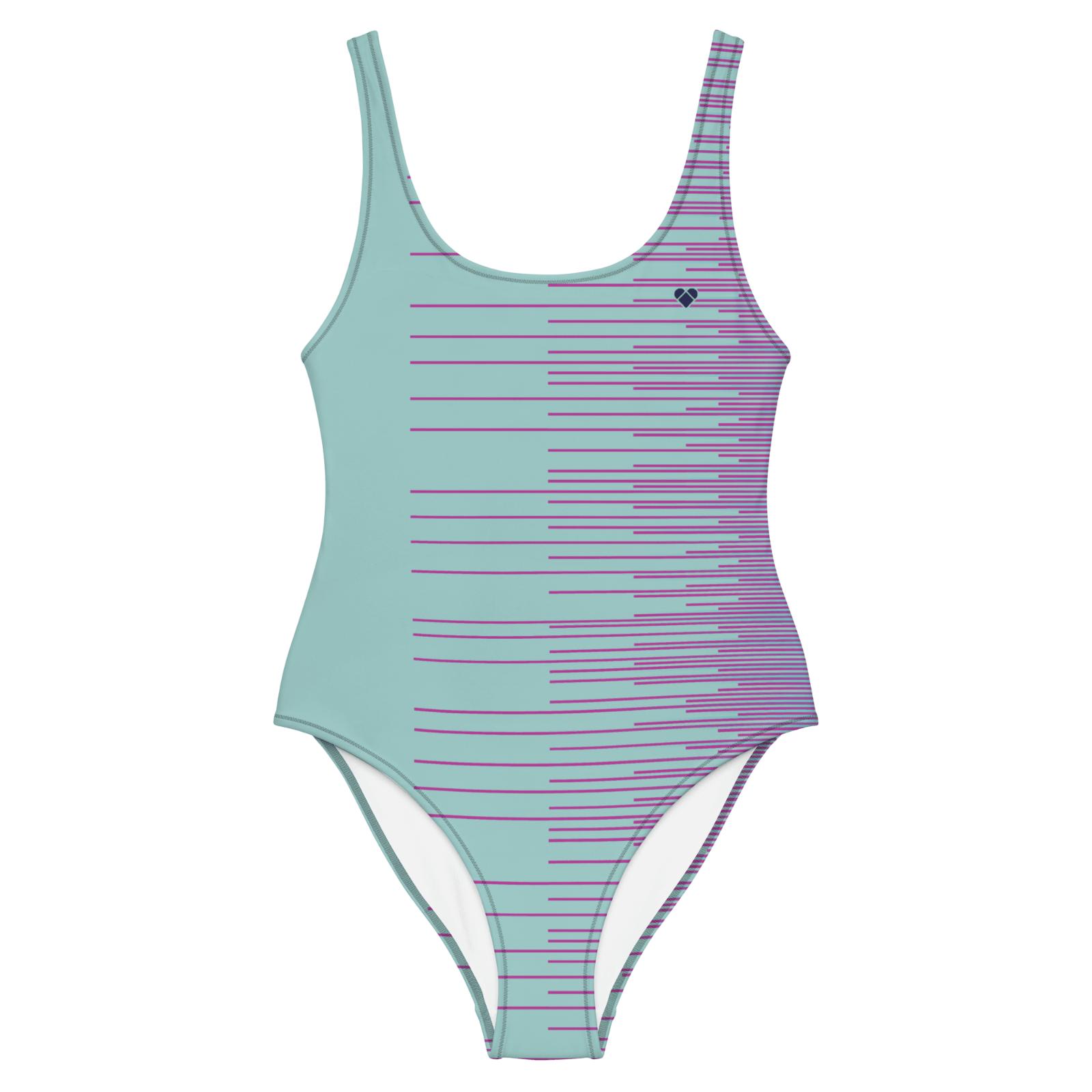 Fuchsia Pink and Mint Striped Swimsuit for Women