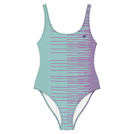 Fuchsia Pink and Mint Striped Swimsuit for Women