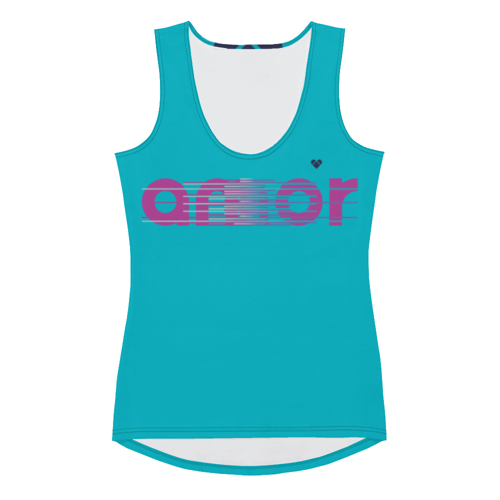 Turquoise Amor Dual Tank Top for Women - Front View