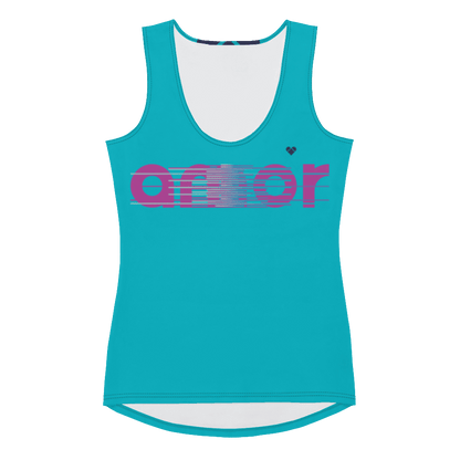 Turquoise Amor Dual Tank Top for Women - Front View